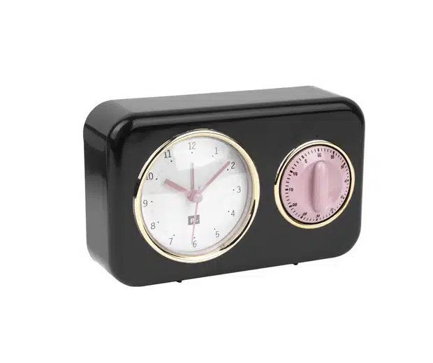 Clock kitchen timer black dusty pink