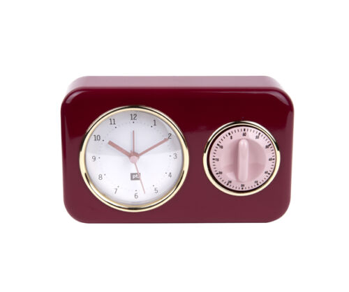 Clock kitchen timer burgundy dusty pink