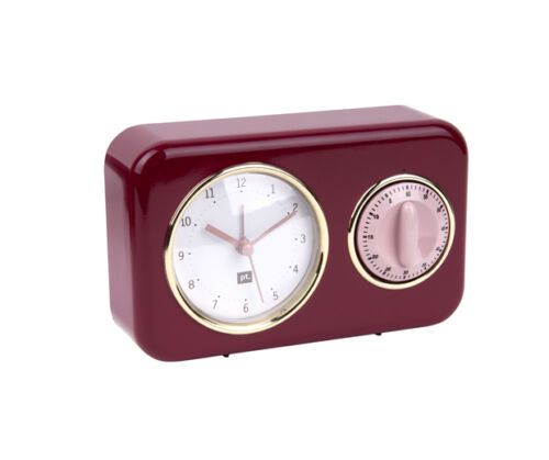 Clock kitchen timer burgundy dusty pink