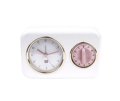 Clock kitchen timer white dusty pink