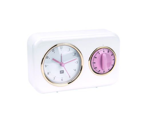 Clock kitchen timer white dusty pink