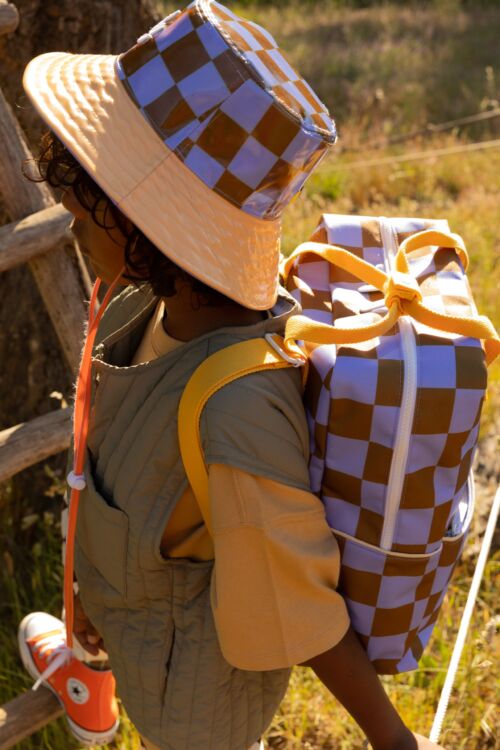 Backpack large checkerboard blooming purple + soil green