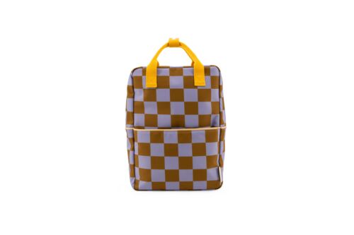 Backpack large checkerboard blooming purple + soil green