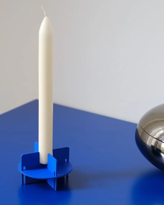 4PCS candle holder blue