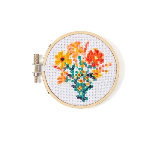 Mini cross stitch embroidery kit bloemen