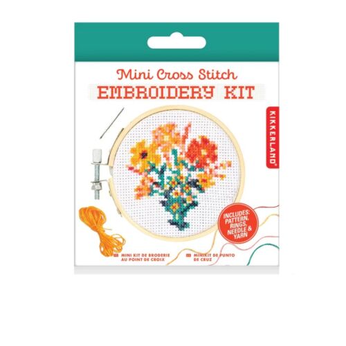 Mini cross stitch embroidery kit bloemen