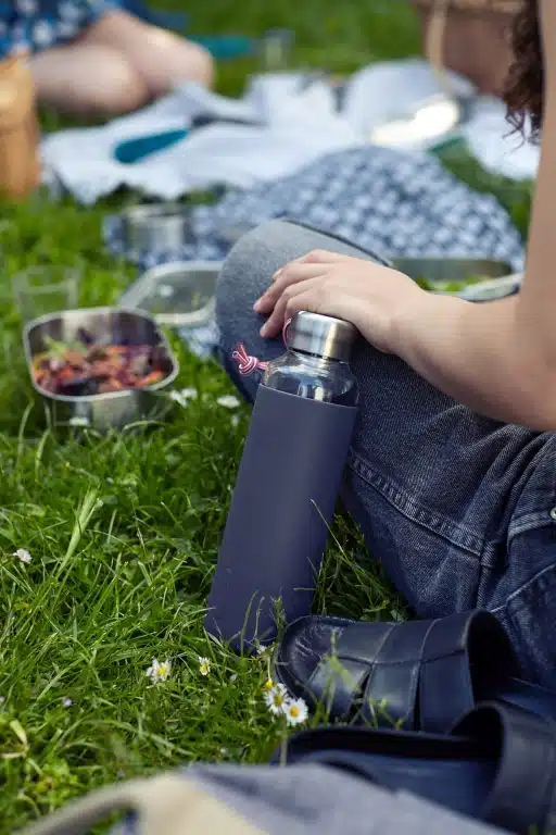 Glass water bottle slate