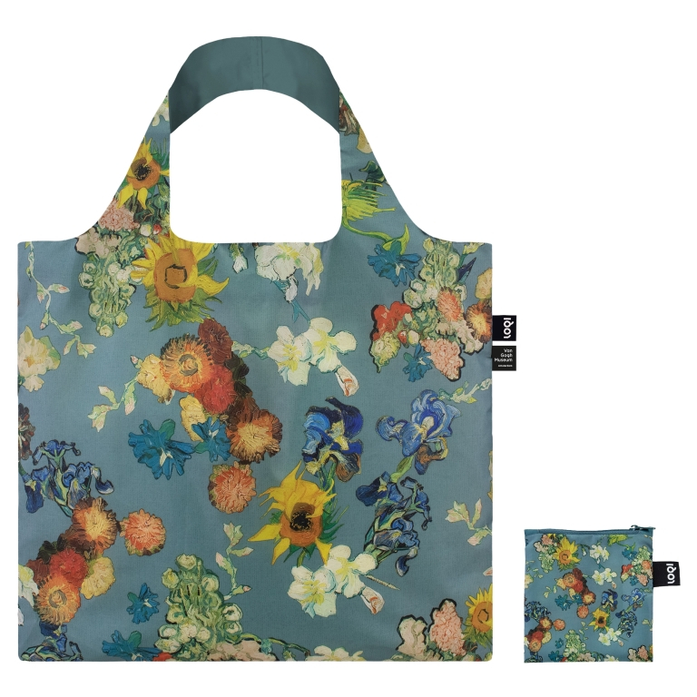 Loqi bag museum collection bouqet/ flower pattern blue recycled