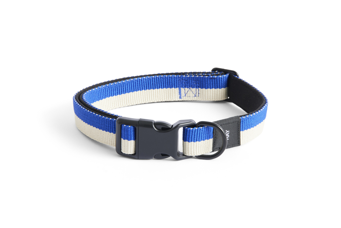 Dog collar flat m/l blue-off white