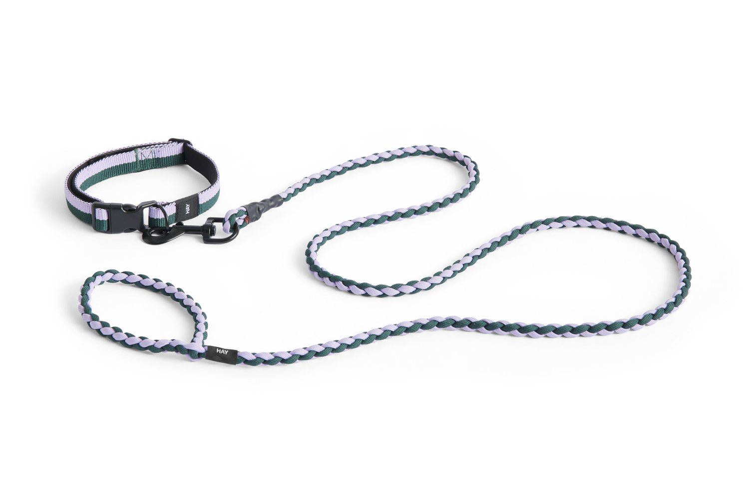 Dog leash braided lavender/green