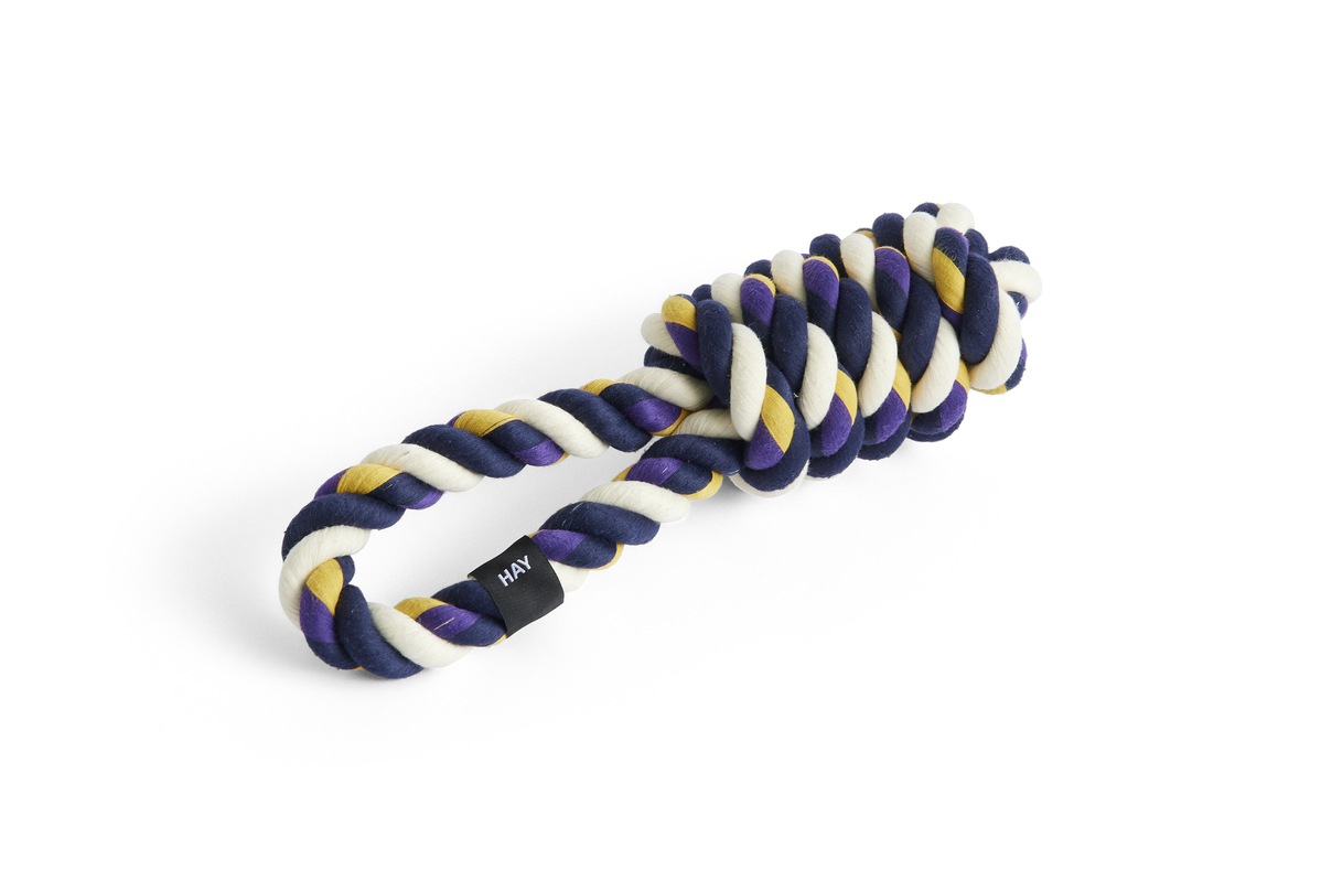 Dog rope toy blue/purple/ochre