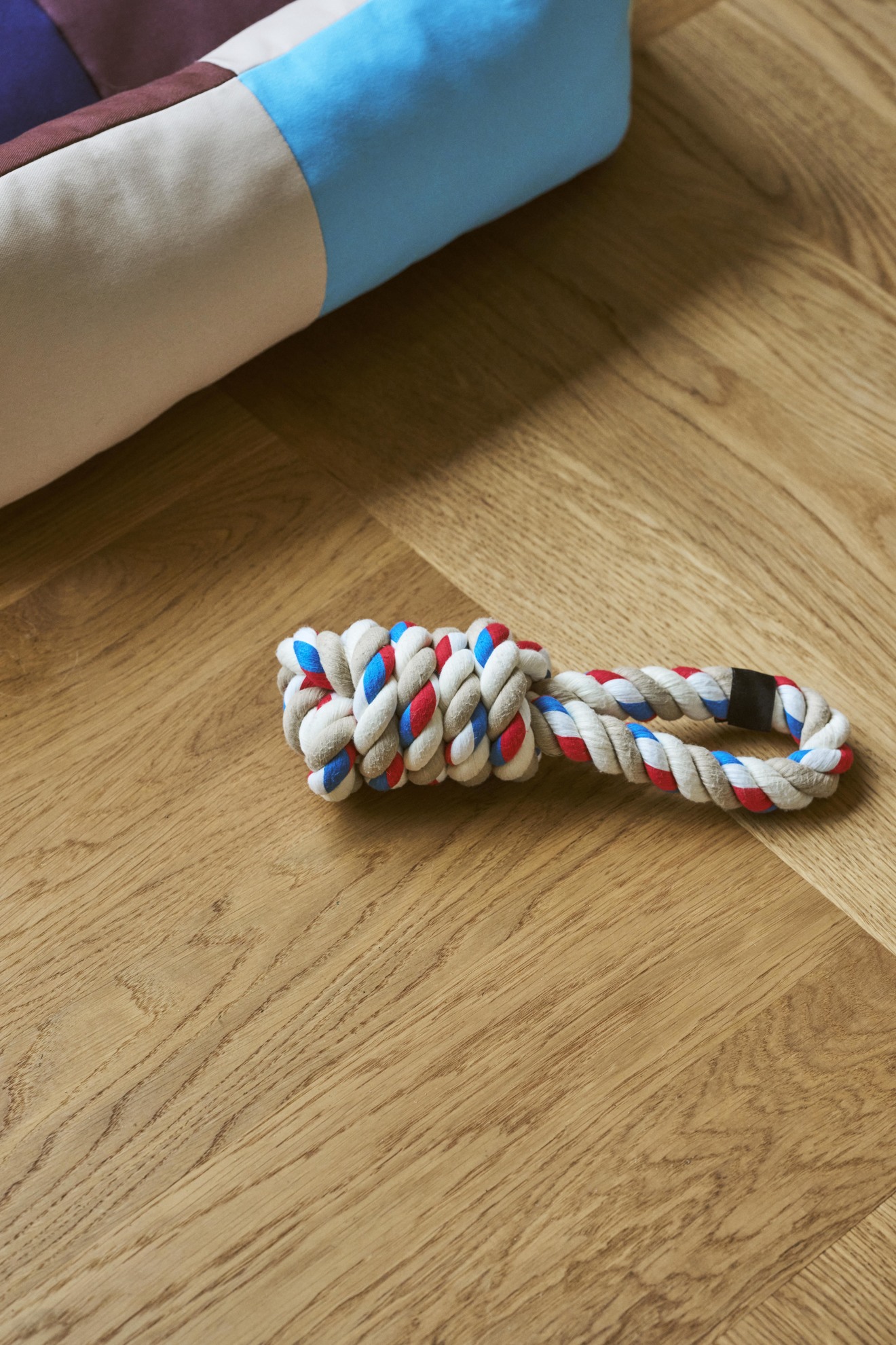 Dog rope toy red/turquoise/off-white