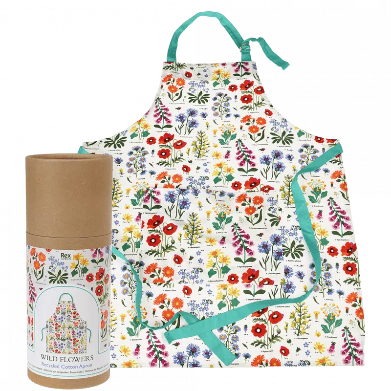 Recycled cotton apron wild flowers