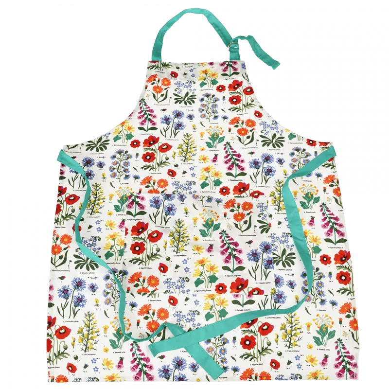 Recycled cotton apron wild flowers