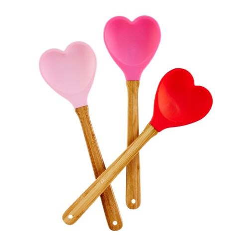 Rice kitchen silicone spoon in heart shape roze