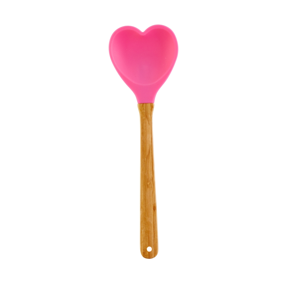 Rice kitchen silicone spoon in heart shape roze
