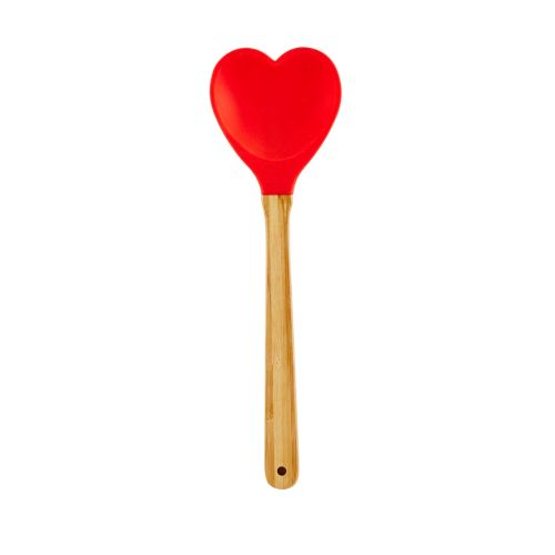 Rice kitchen silicone spoon in heart shape red
