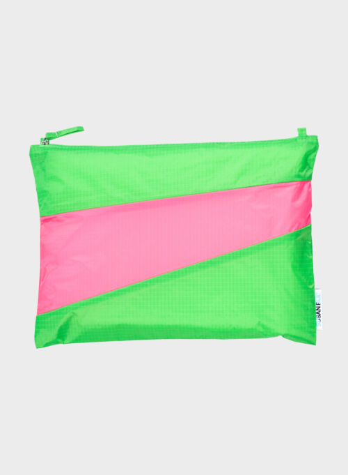Pouch Greenscreen & Fluo pink L + strap