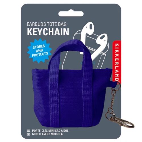 Kikkerland earbuds totebag keychain blauw