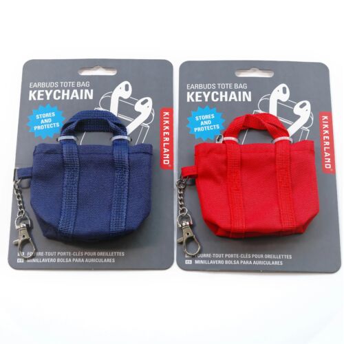 Kikkerland earbuds totebag keychain blauw