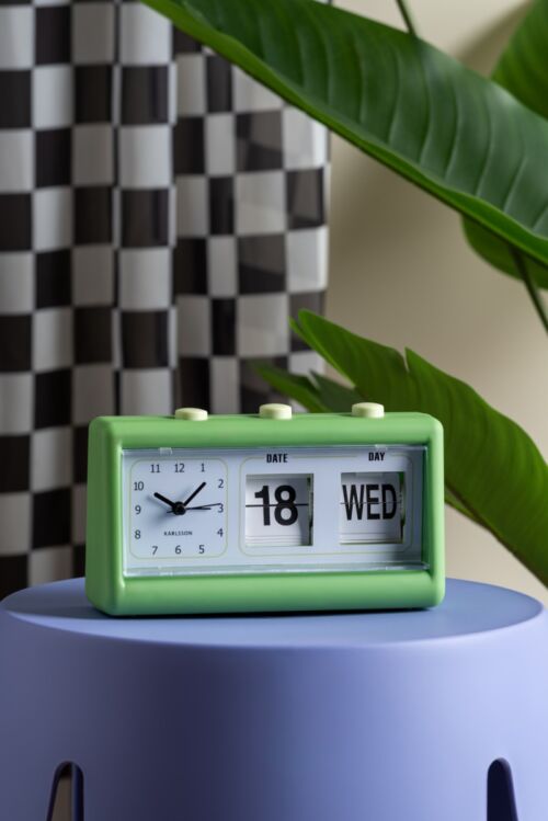 Alarm clock data flip bright green