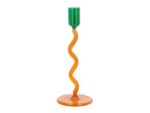 Glass candlestick styles green/amber