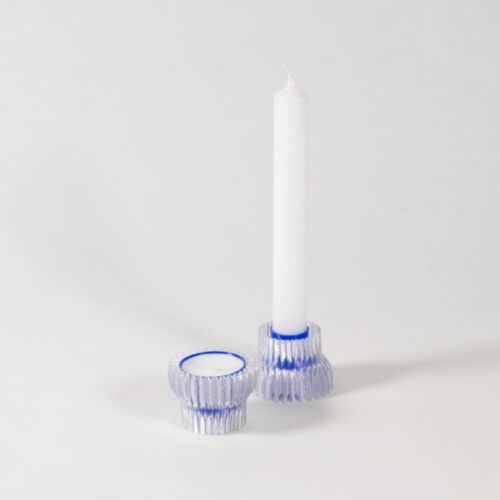 Candle holder laag blue