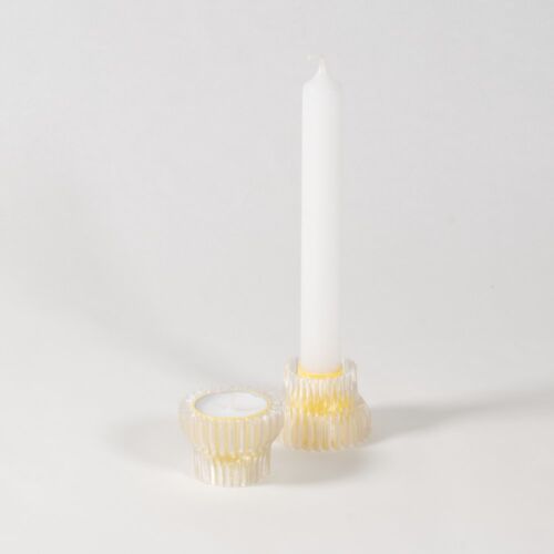 Candle holder laag yellow