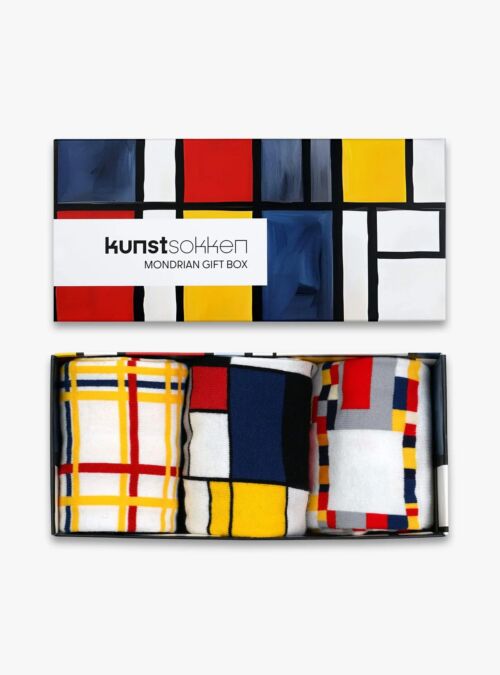 Kunstsokken Mondriaan gift box 3-pack 36-40