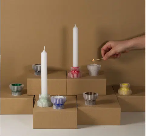 Warren & Laetitia dubbele kaarsen houder 2.20 blauw