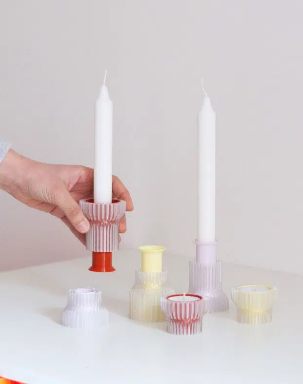 Warren & Laetitia dubbele kaarsen houder 2.20 roze