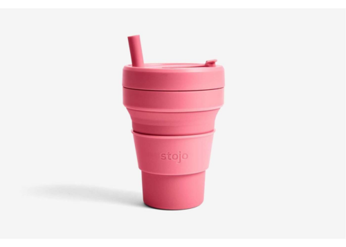 Stojo Junior cup 250 ml met rietje pioen roze