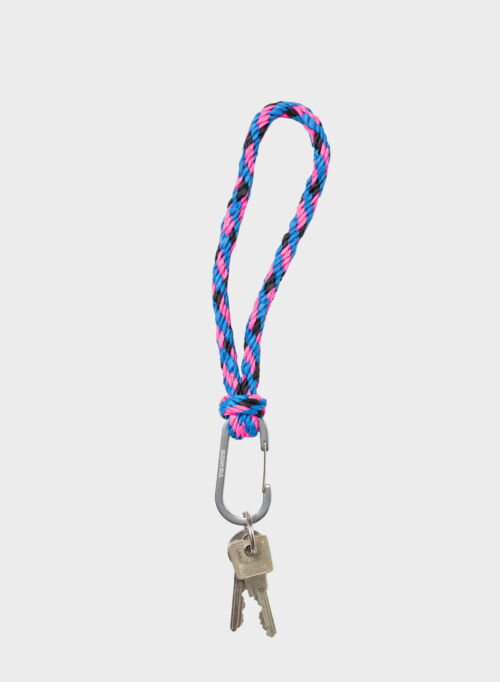 SUSAN BIJL Kumihimo keychain blueblack & fluo pink