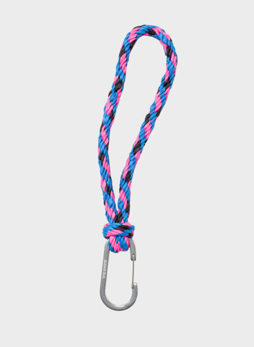 SUSAN BIJL Kumihimo keychain blueblack & fluo pink