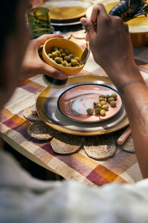 HKliving 70's Tapas schaal op voet klein sunshade