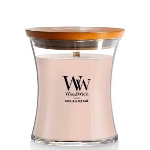 Woodwick Vanilla & sea salt kaars medium