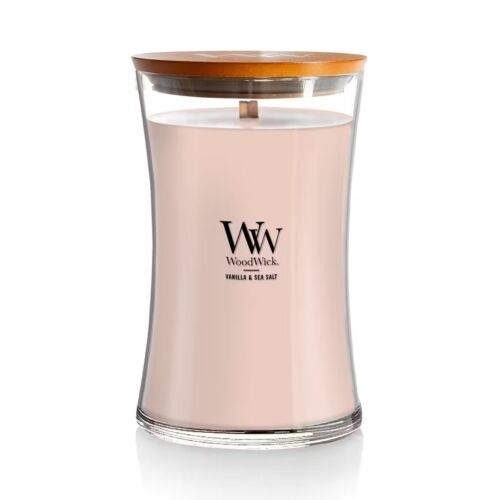 Woodwick Vanille & sea salt kaars groot