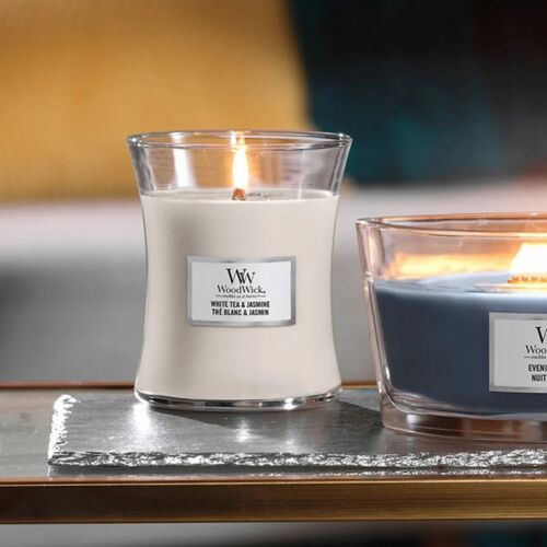 Woodwick White tea & jasminel kaars groot