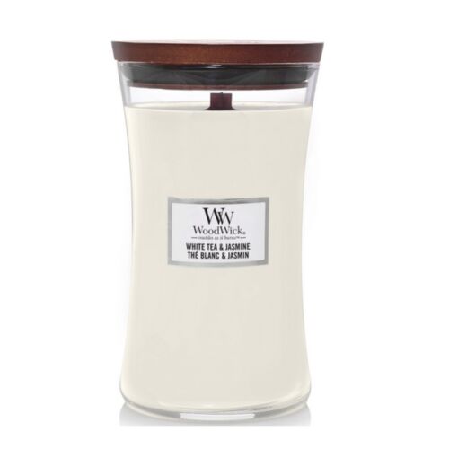 Woodwick White tea & jasminel kaars groot