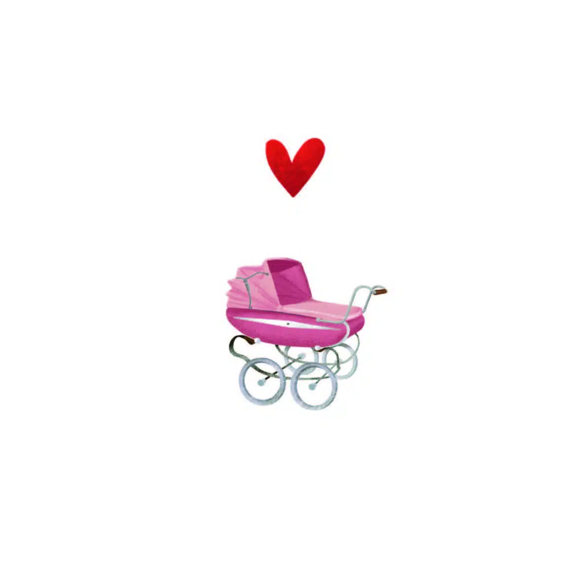 Yon gevouwen kaart roze kinderwagen