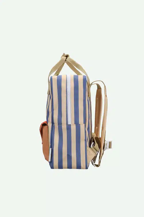 Sticky Lemon Backpack medium Wonders stripes blue whale + sandy yellow