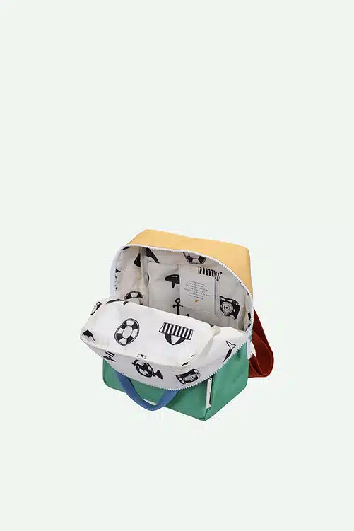 Sticky Lemon backpack small colourblocking Wonders sandy yellow + aquatic green