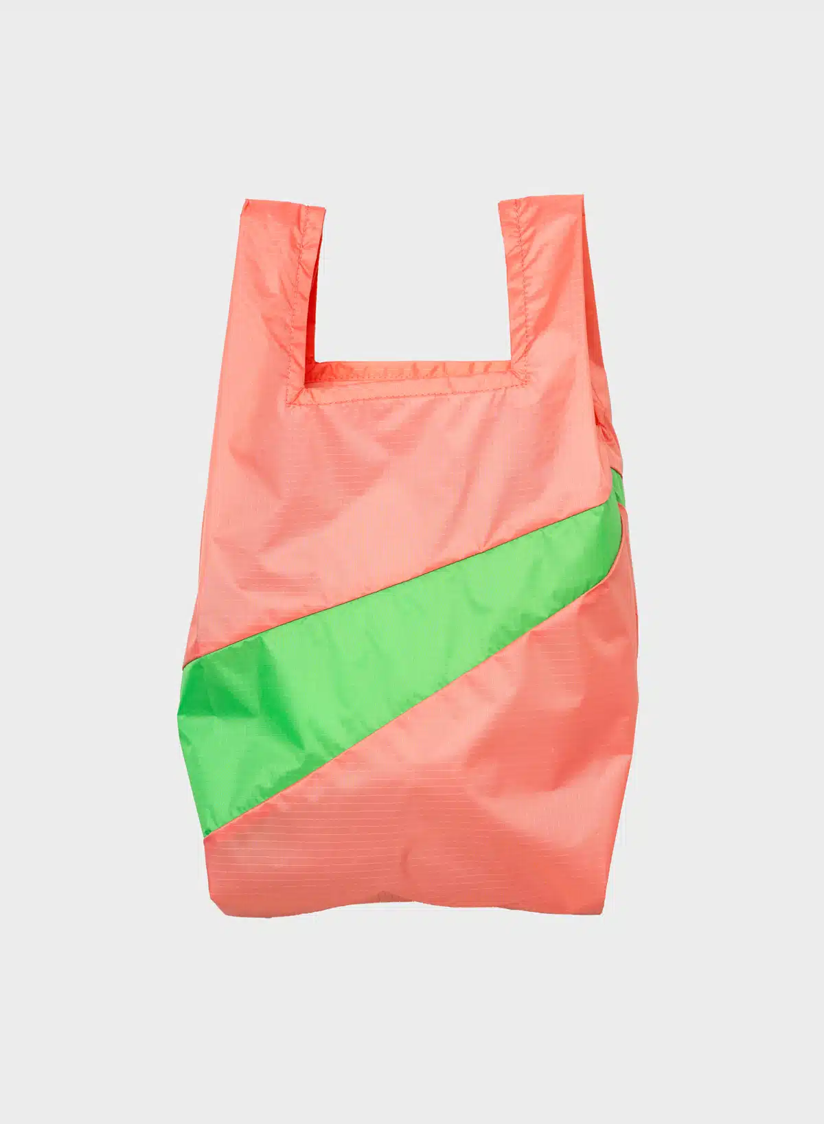 SUSAN BIJL Shopping bag coral & greenscreen M