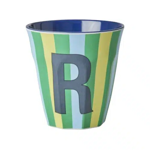 RICE Melamine beker letter R blauwe thema strepen