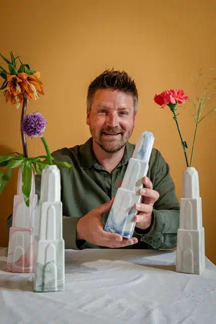 Studio Joost Gijzel Domvaas wit/ groene swirl