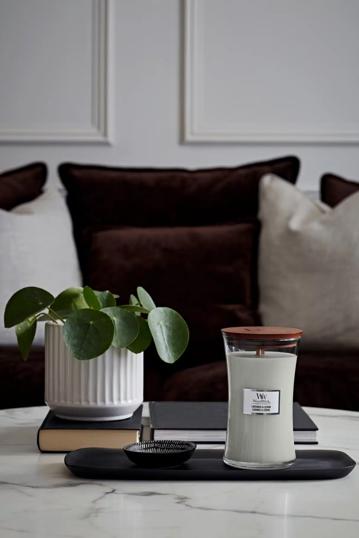 Woodwick Lavender & cedar kaars groot