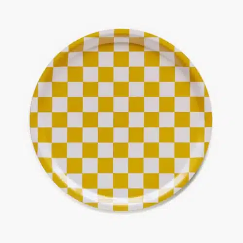Blu Kat dienblad mustard checker rond 31cm