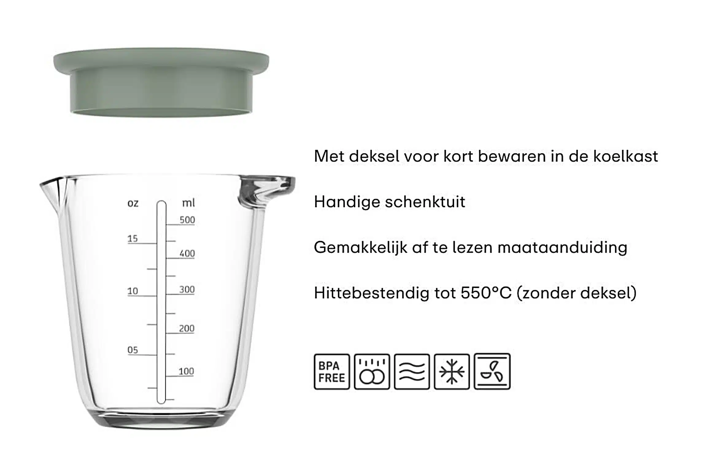 Mepal Chef it glas maatbeker 500ml Nordic Sage
