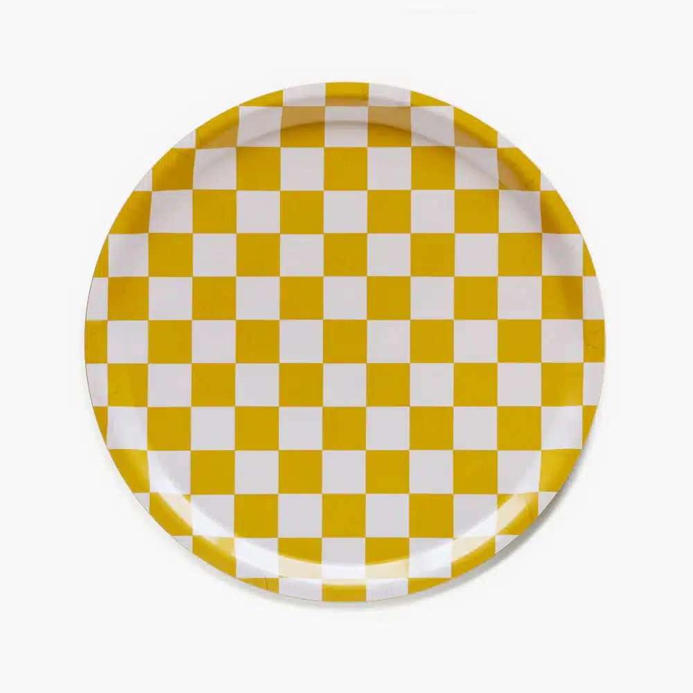 Blu Kat dienblad mustard checker rond 38cm