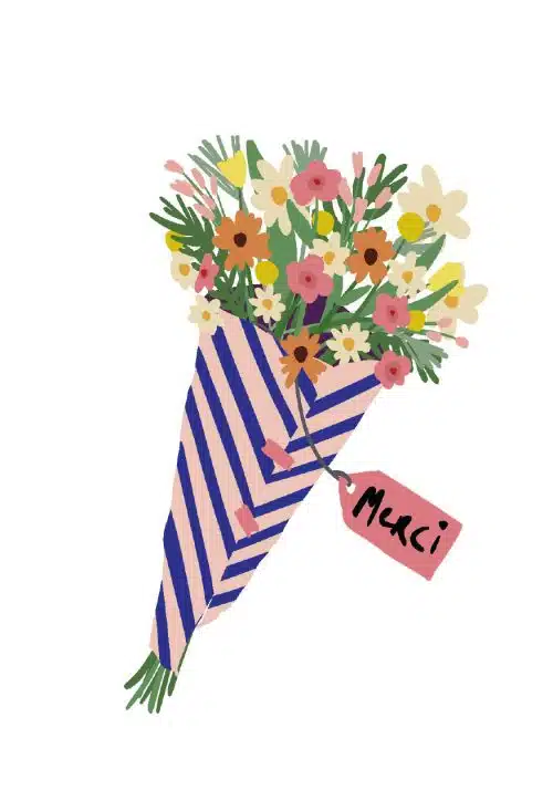 Context cards Gevouwen kaart- la vie est belle boeket